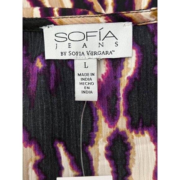 Sofia Jeans by Sofia Vergara Multi-colored Drape Knot Top NWT LARGE - Picture 14 of 16